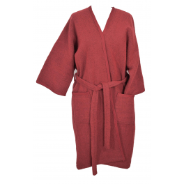 Robe de chambre laine et acrylique rouge