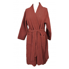 Robe de chambre classique laine et acrylique rouge