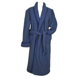 Robe de chambre homme laine des Pyrénées unie bleu