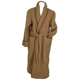 Robe de chambre homme laine des Pyrénées unie beige camel