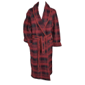 Robe de chambre laine des Pyrénées col châle écossais rouge