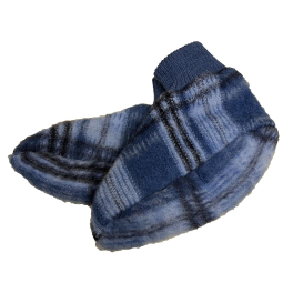 Chaussons laine des Pyrénées écossais bleu