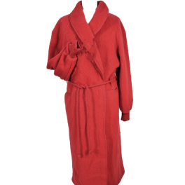 Robe de chambre laine des Pyrénées col châle griotte