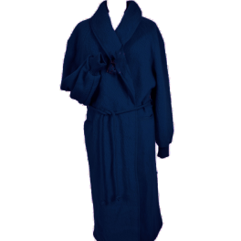 Robe de chambre laine des Pyrénées col châle bleu marine
